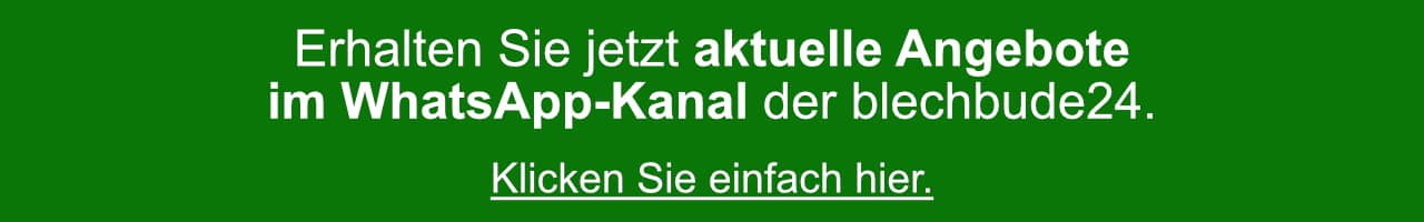 Banner für den WhatsApp-Kanal der Blechbude24 in deutsch